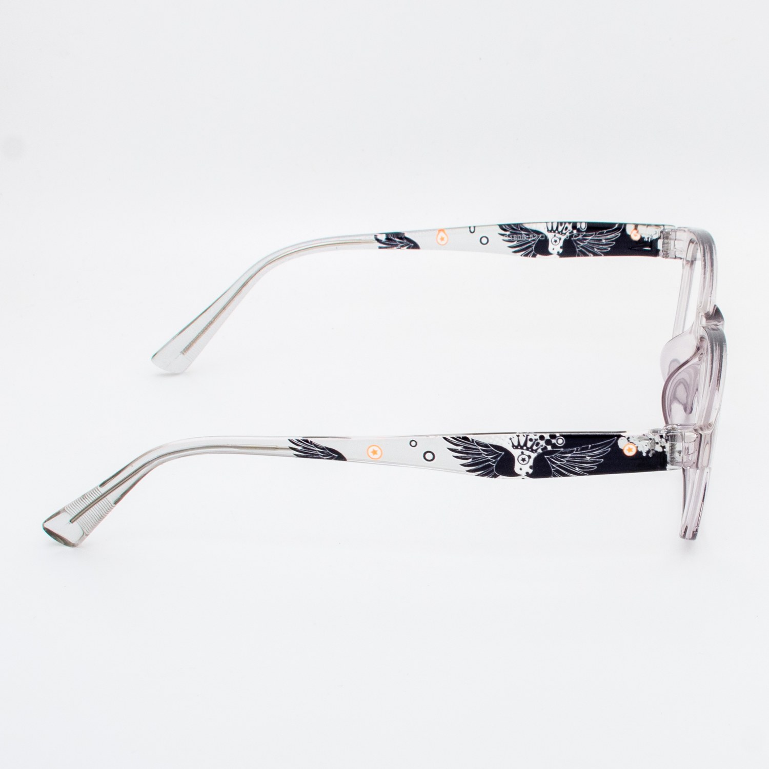 نظارة طبية مستطيلة رمادية شفافة بنقوش