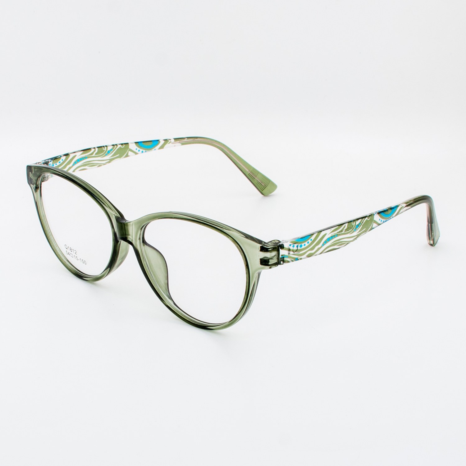 نظارة طبية عين القط أخضر زيتوني شفاف